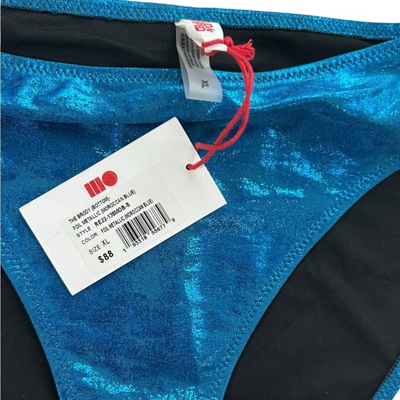 Solid & Striped Women's Metallic Blue The Brody Bikini Set Sz XL - Picture 4 of 13